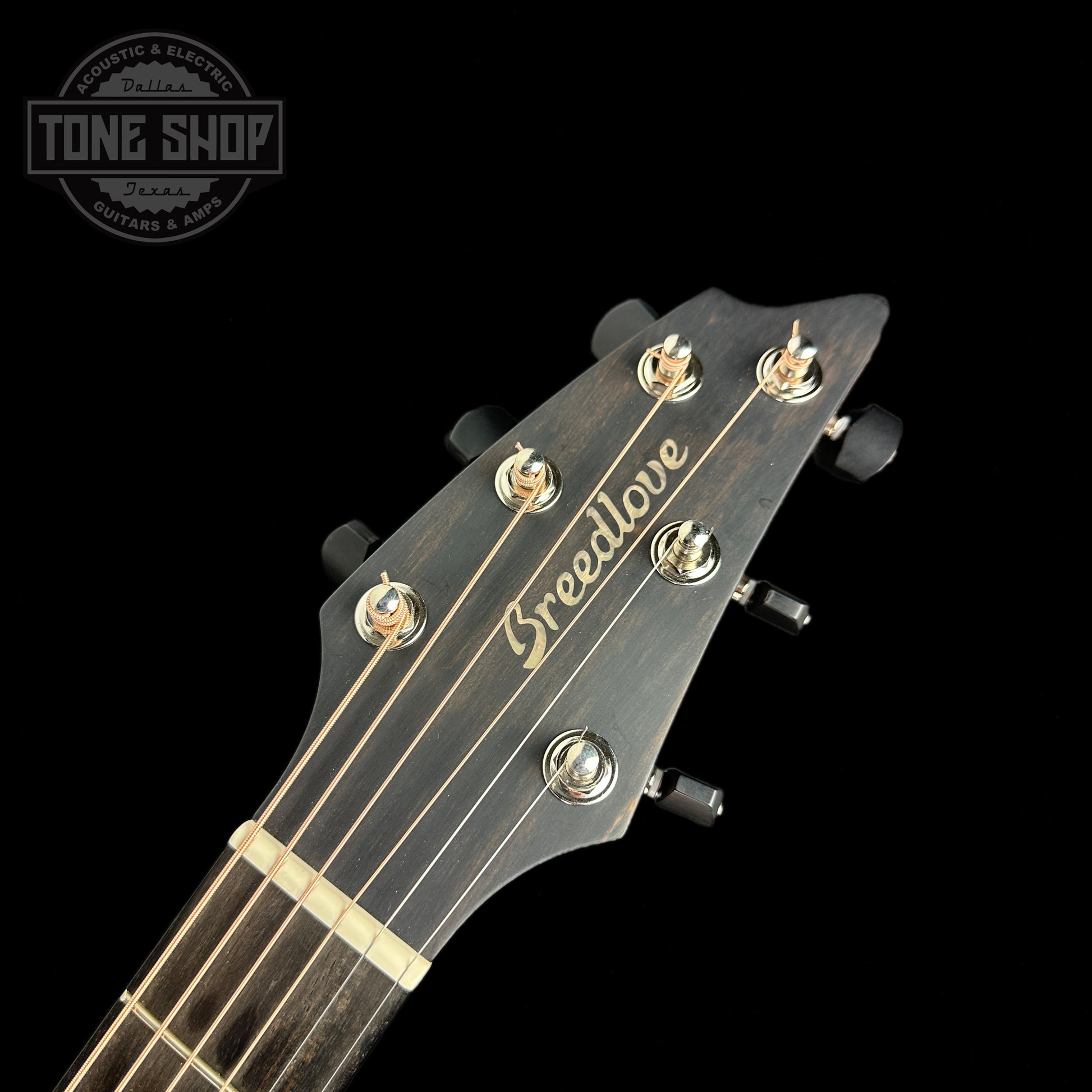 Front of headstock of Used Breedlove Premier Concert CE.