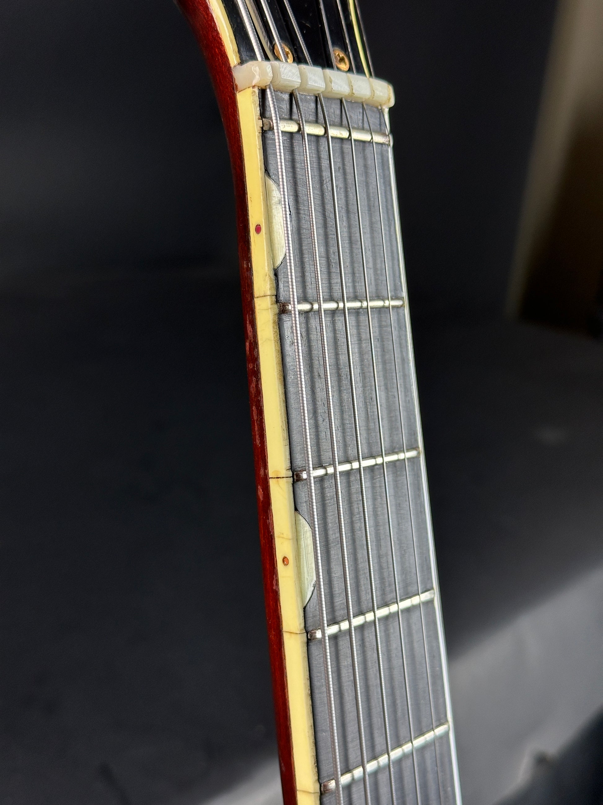 Binding on neck of Vintage 1968 Gretsch 6122 Country Gentleman.