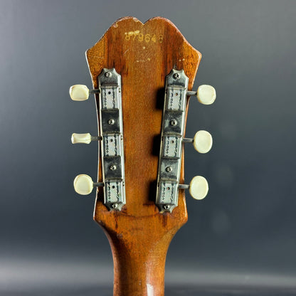 Back of headstock of Vintage 1967 Epiphone Texan FT79N Natural.