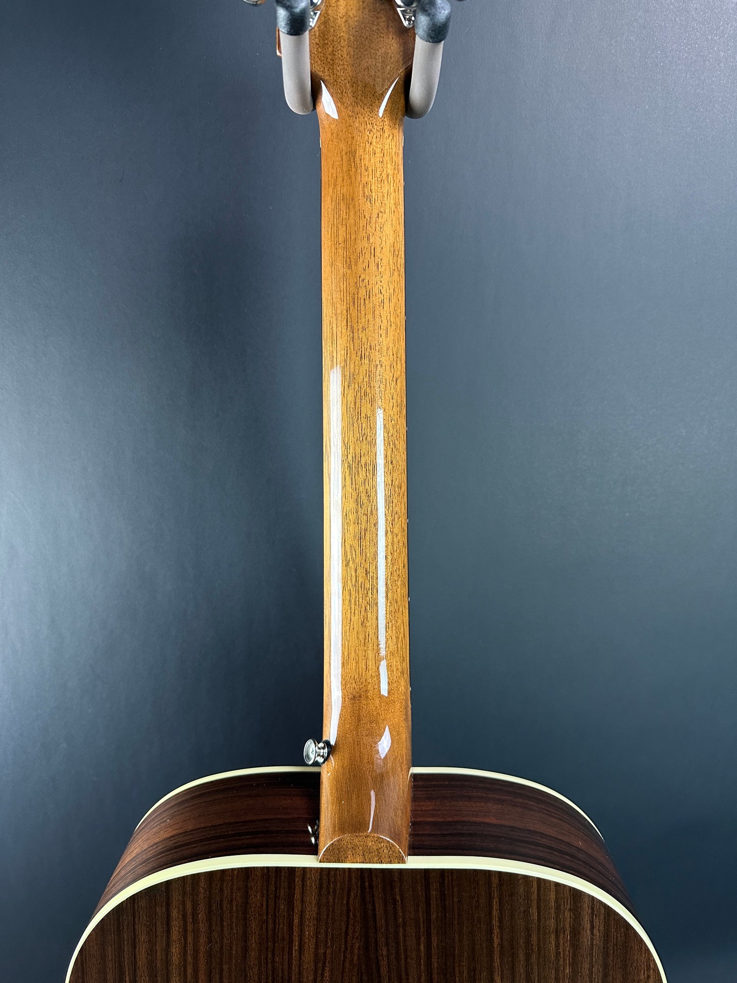 Back of neck of Used Gibson SJ-200 Studio Rosewood Burst.