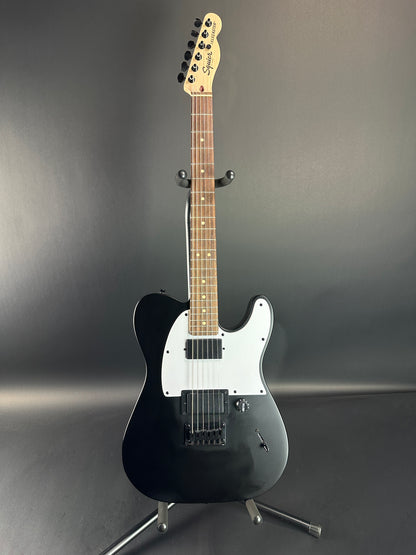 Full front of Used Squier Jim Root Tele Black.