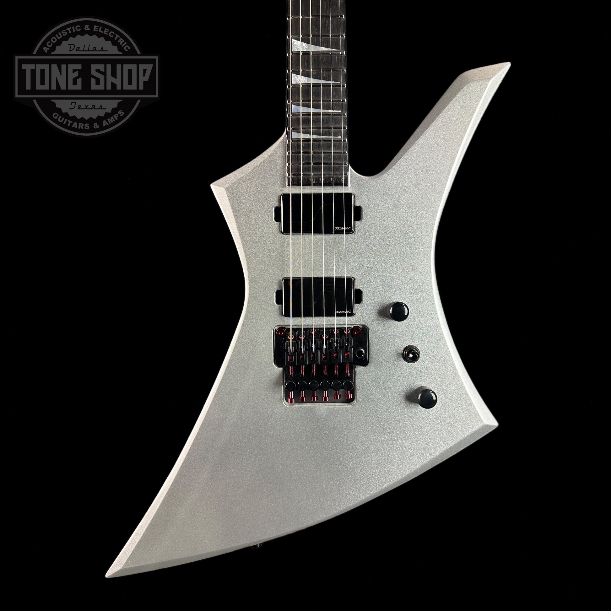 Front of Jackson Custom Shop KE 2H FRU ORION SILVER.