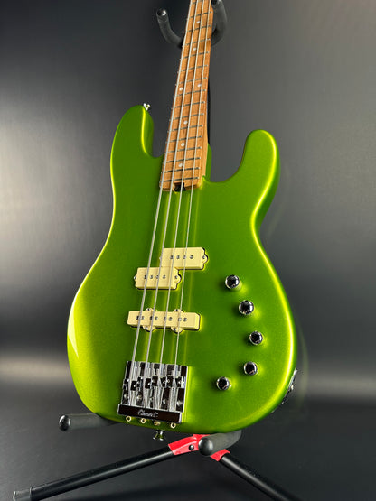 Front angle of Used Charvel San Dimas Bass PJ IV Green.