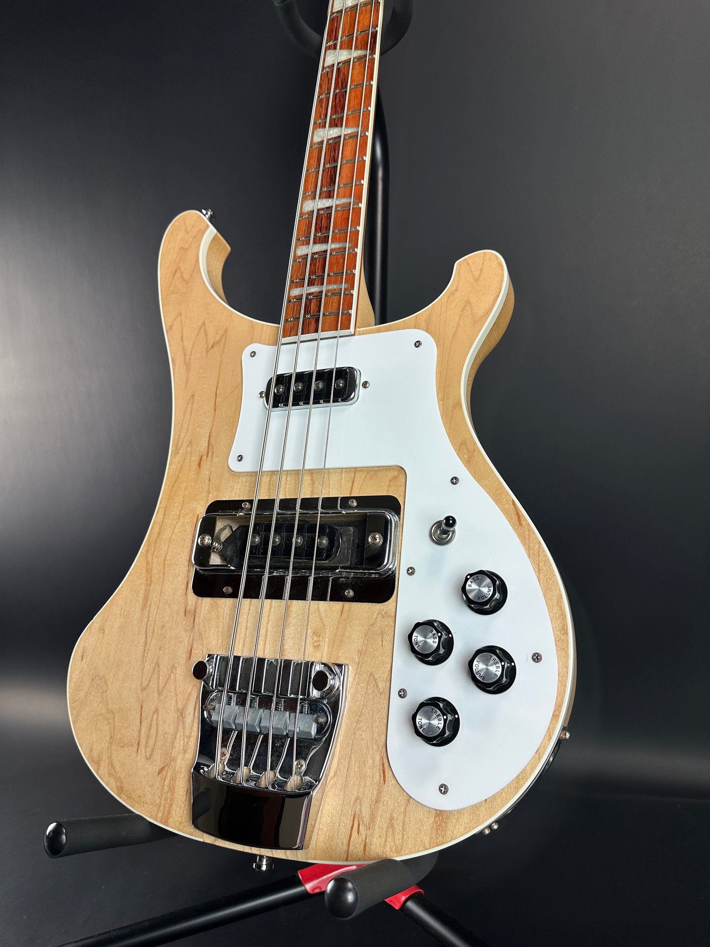 Front angle of Used 2004 Rickenbacker 4003 Natural.