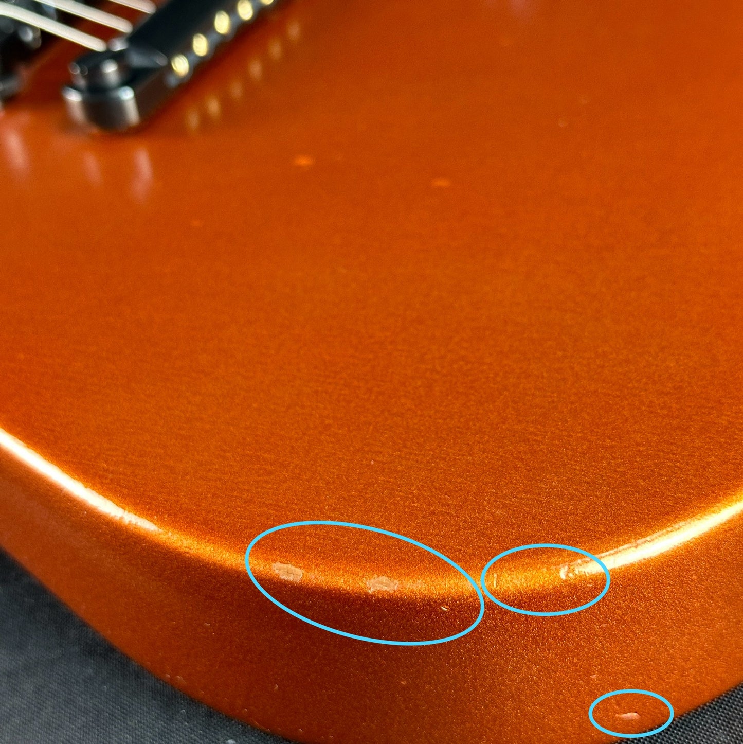 Marks on bottom edge of Used Gibson Non-Reverse Firebird Limited Edition Vintage Copper.