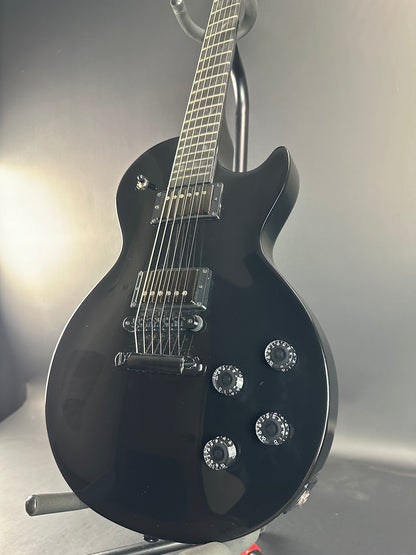 Front angle of Used Gibson Les Paul Studio Dark Ebony.