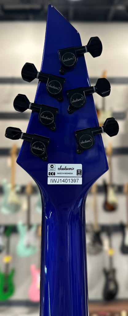 Back of headstock of Used Jackson X Series SLATTXMG3-6 Blue TSS4175