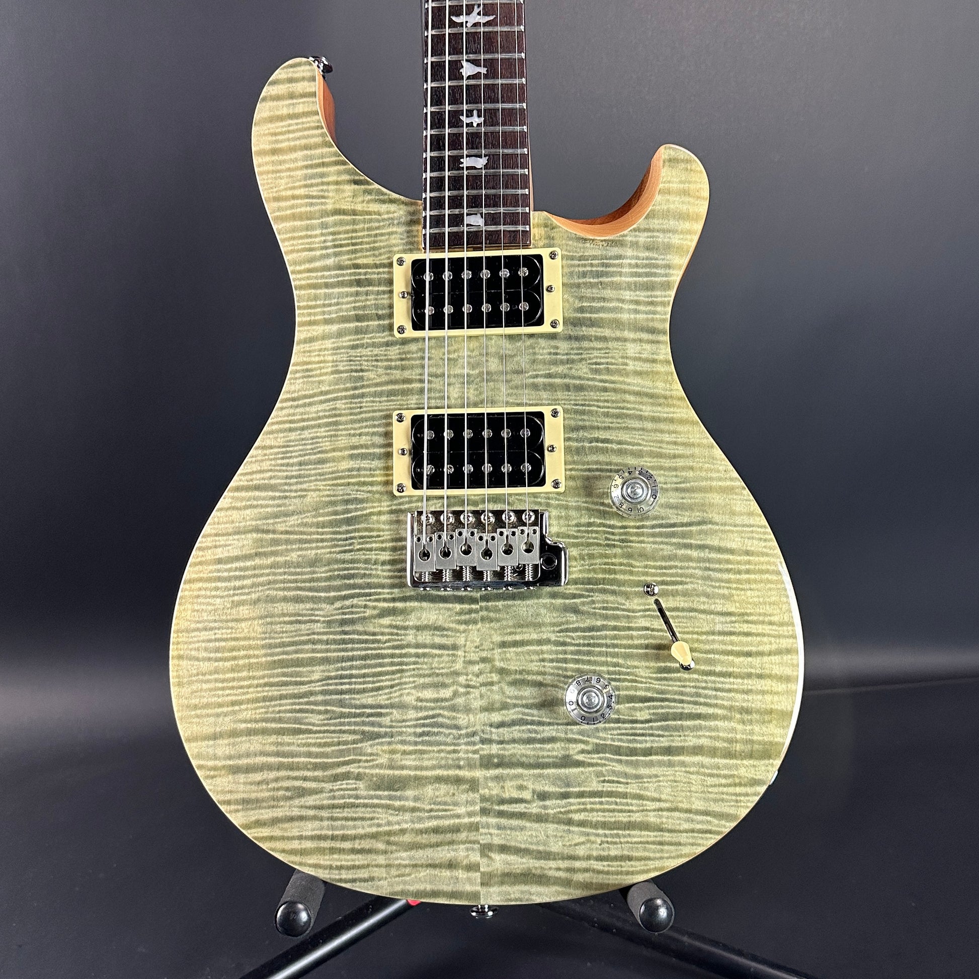 Front of Used PRS SE Custom 24 Trampas Green.