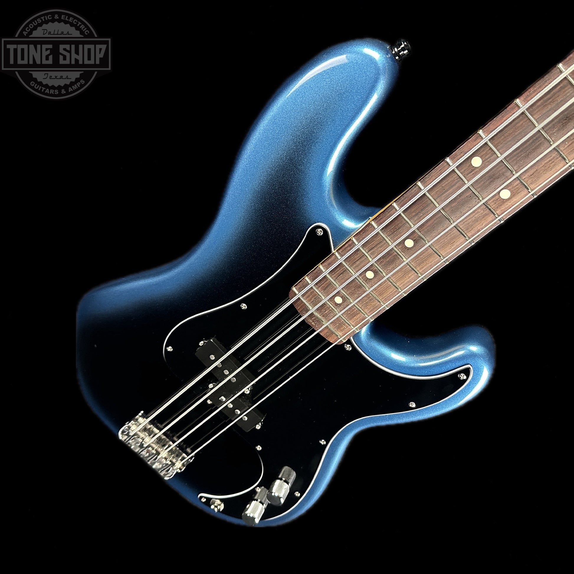 Front angle of Used Fender American Pro II Precision Bass Dark Night.