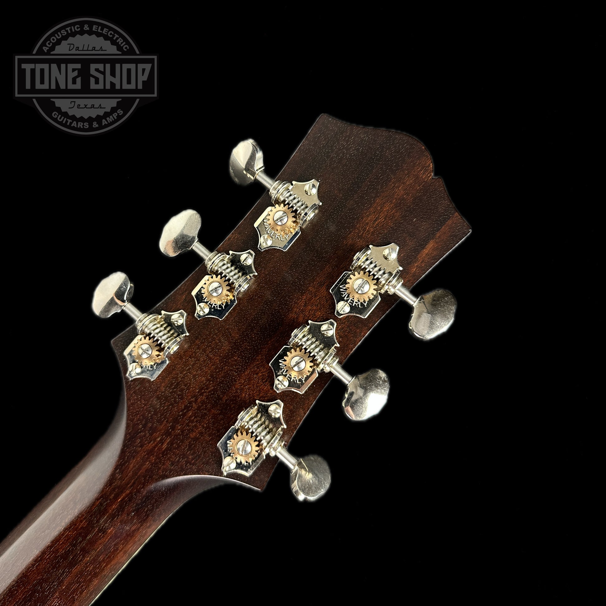 Back of headstock of Used Collings C10A Sunburst.