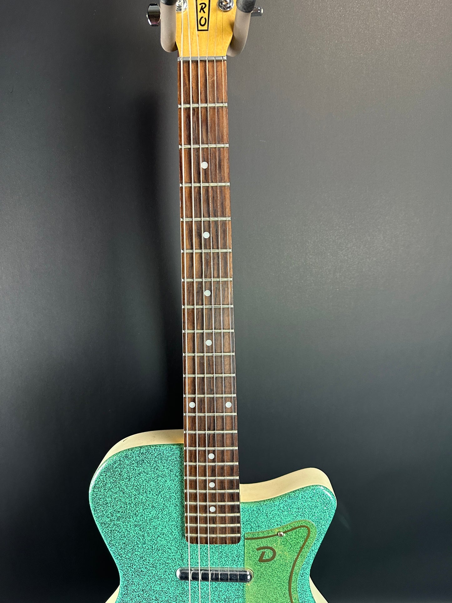 Fretboard of Used Danelectro '56 U3 Green Sparkle.