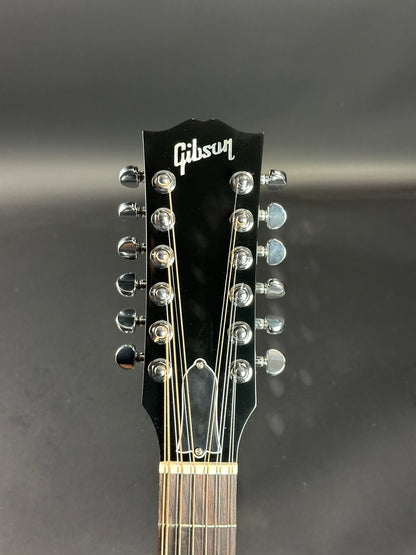 Front of headstock of Used Gibson J-45 Standard 12 String Vintage Sunburst.