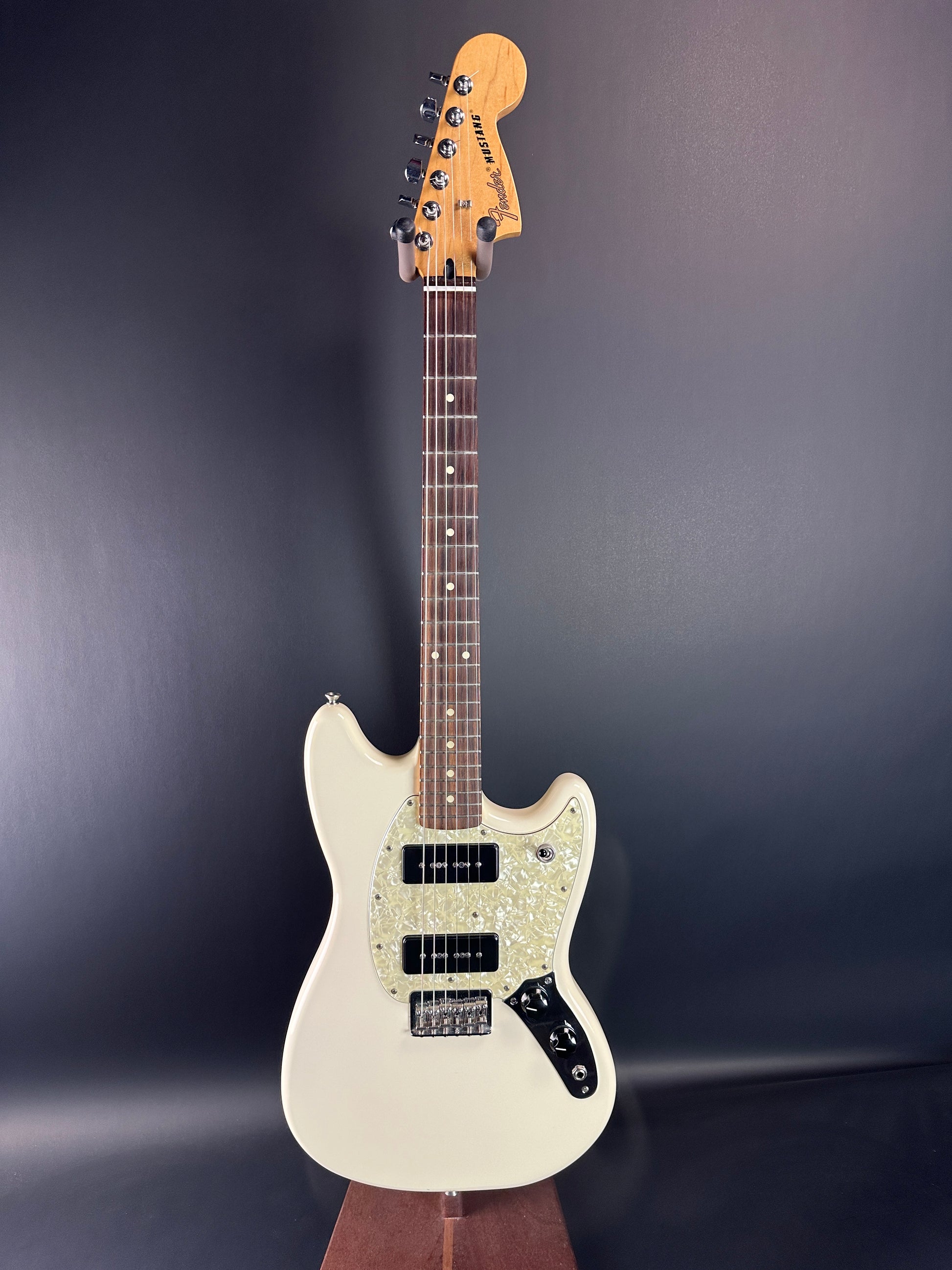 Full front of Used Fender Player Mustang 90 White.