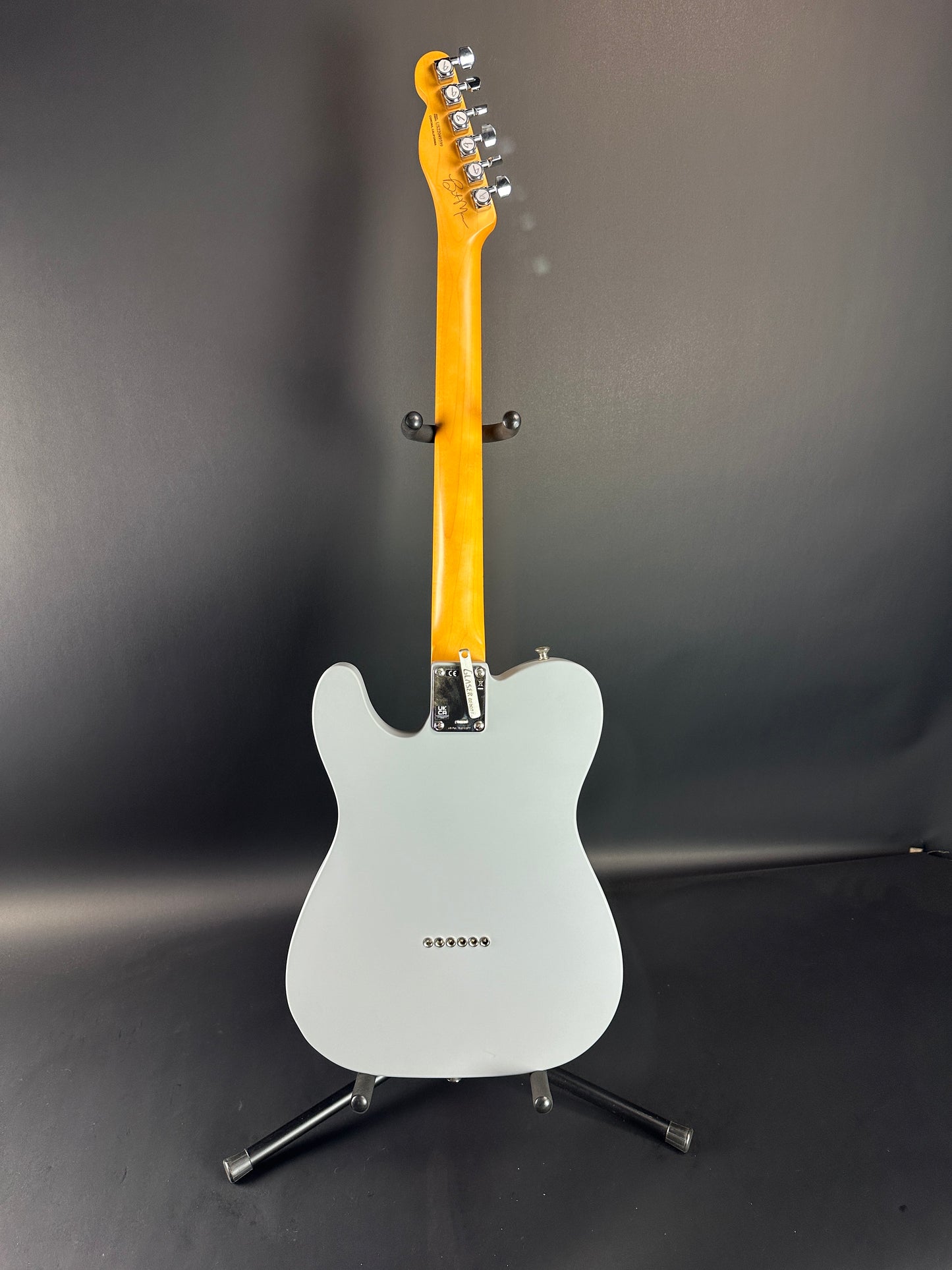 Full back of Used Fender Brent Mason Telecaster Primer Gray.