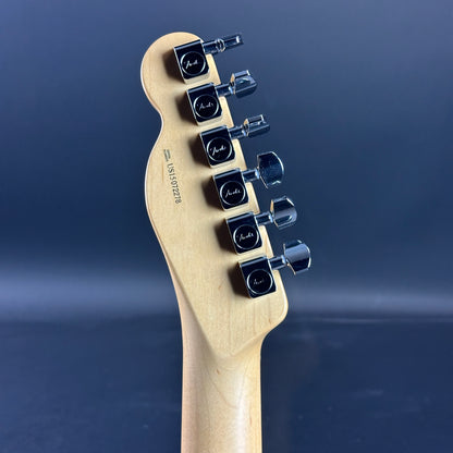 Back of headstock of Used Fender American Standard Tele RW Natural.