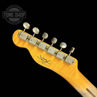 Back of headstock of Fender Custom Shop Limited Edition '53 HS Tele Heavy Relic Aged White Blonde.