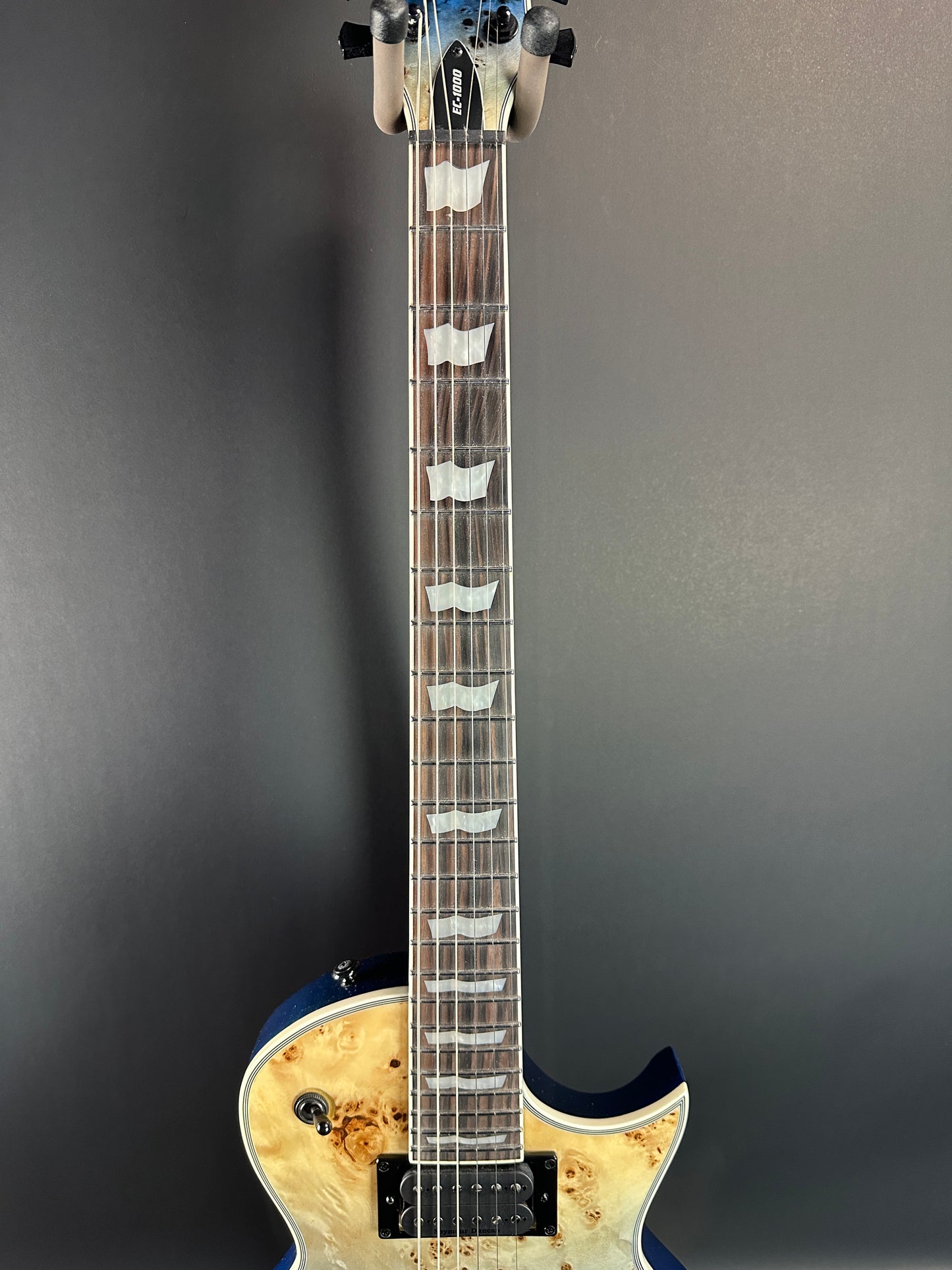 Fretboard of Used ESP LTD EC-1000 Deluxe Blue Nat Fade.