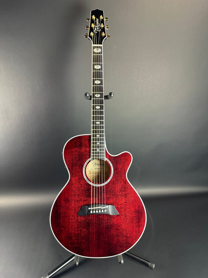 Full front of Used Takamine TSP158C Red.