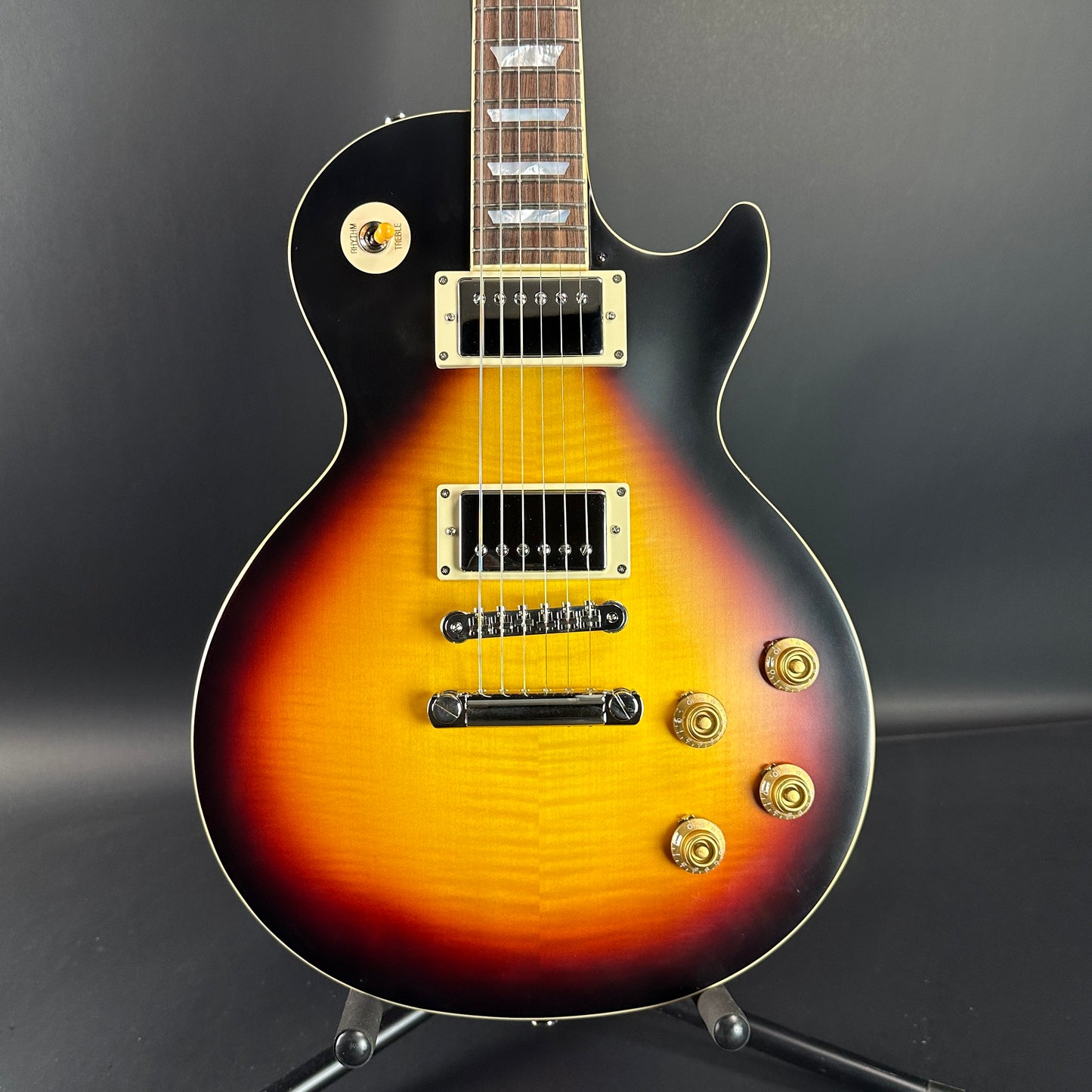 Front of Used Epiphone Inspired by Gibson Custom 1959 Les Paul Standard Tobacco Sunburst.