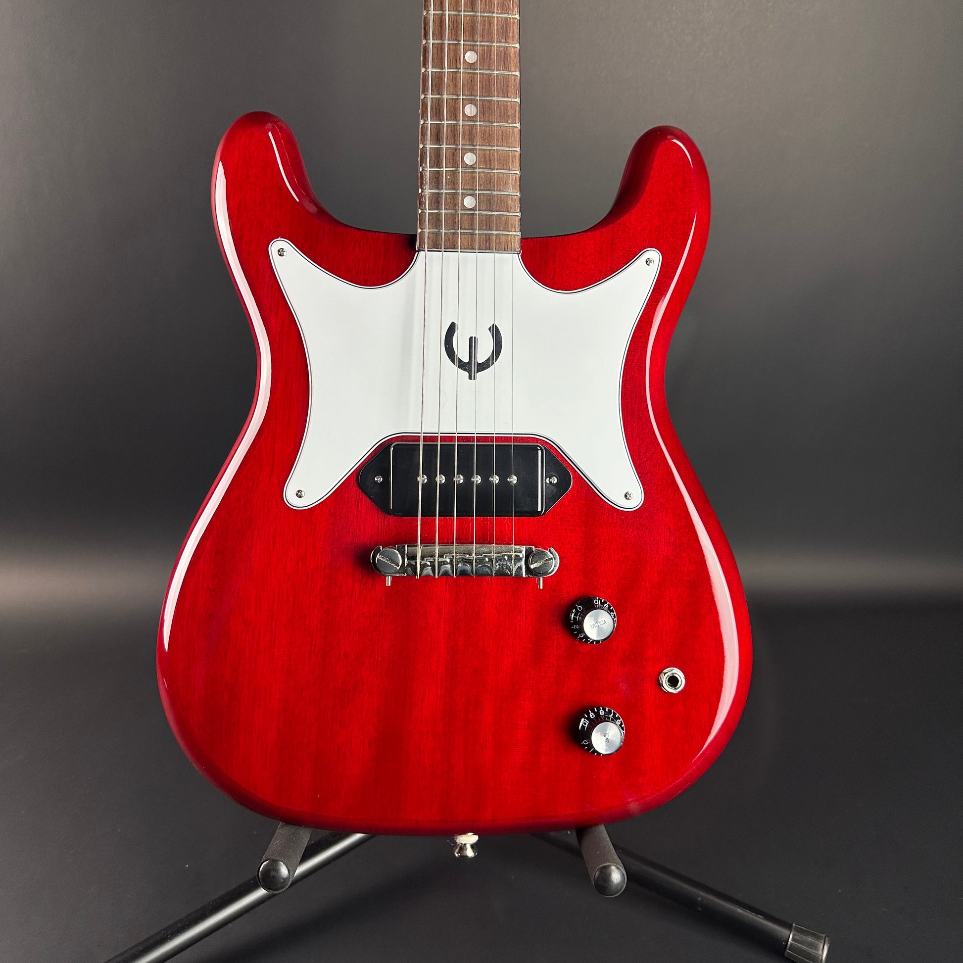 Front of Used Epiphone Coronet Cherry.