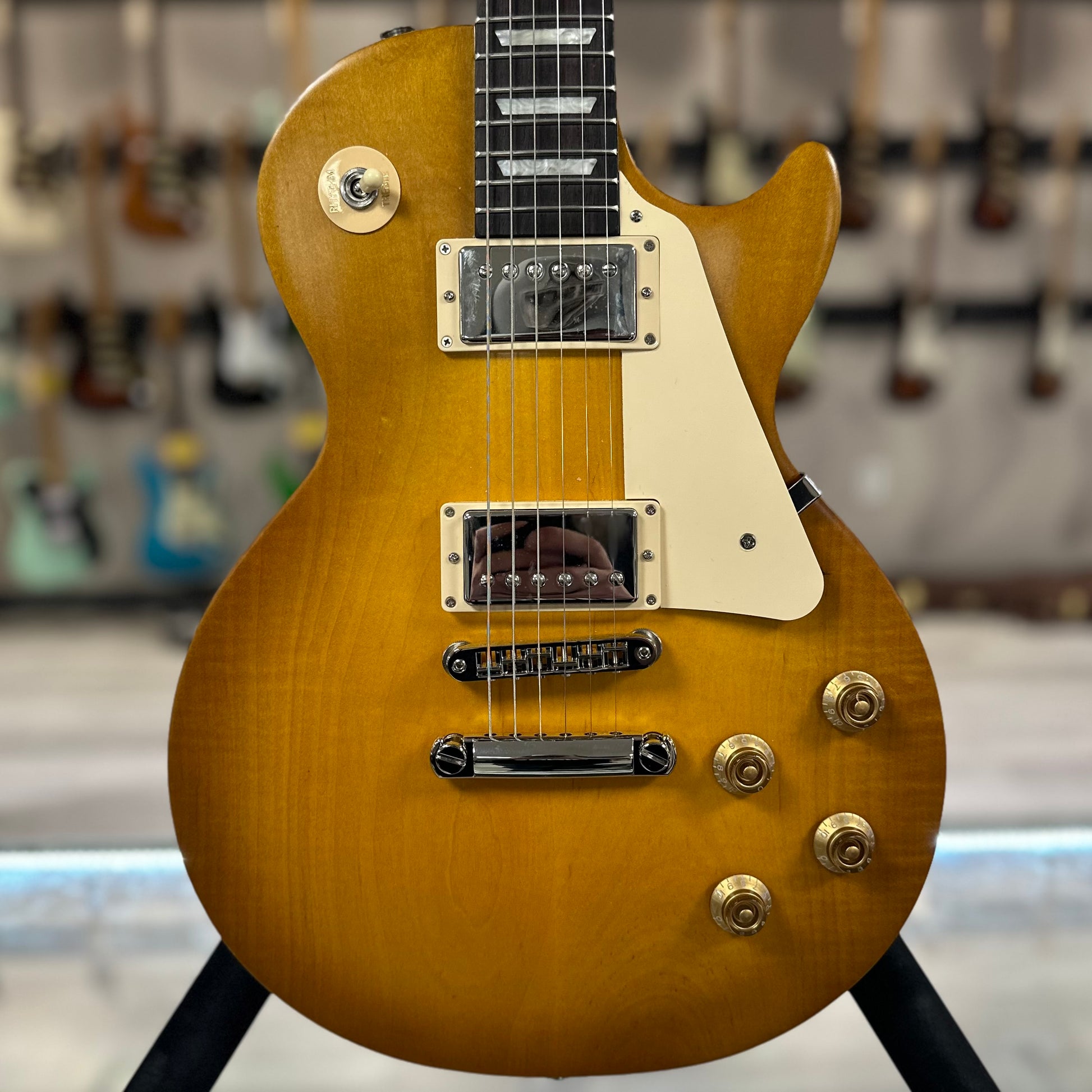 Front of Used Gibson Les Paul Tribute Satin Honeyburst w/bag TSS4208