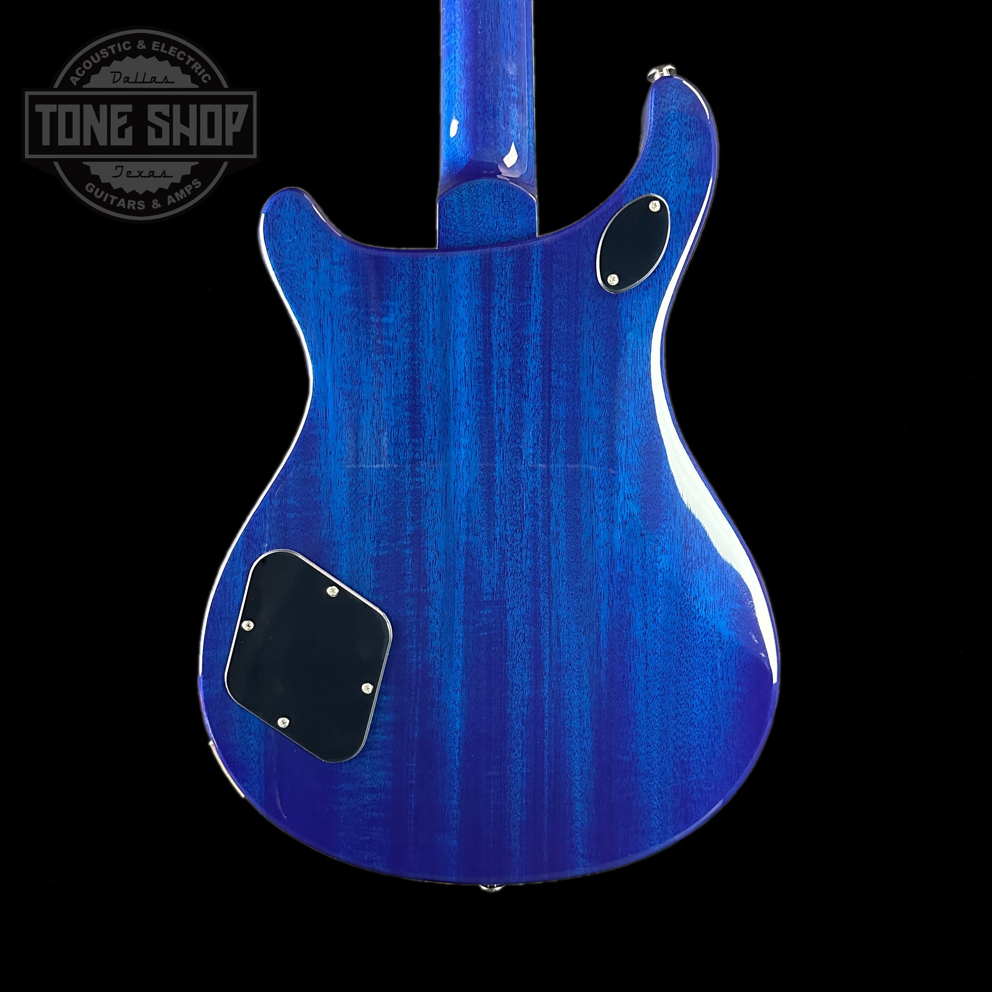 Back of PRS S2 McCarty 594 2024 Spec TSG Flame Top Lake Blue.