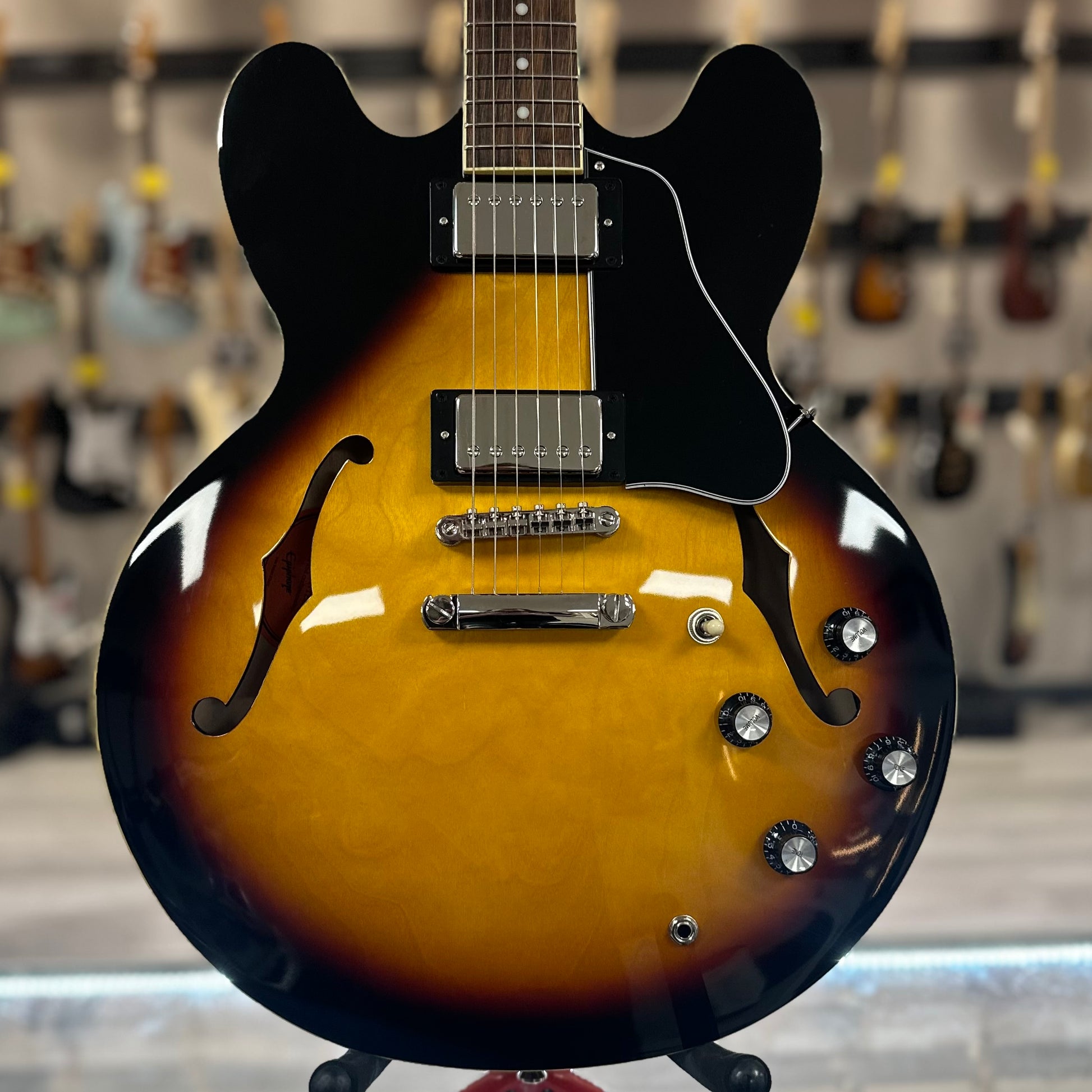 Front of Used Epiphone Inspired By Gibson ES-335 Sunburst TSS4507