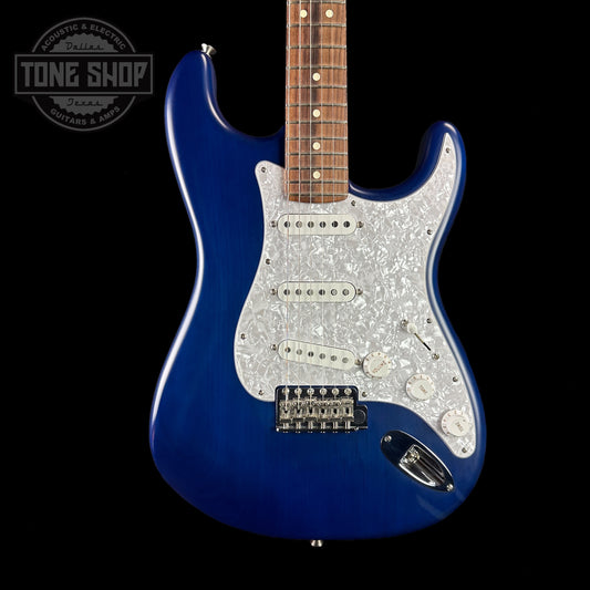 Front of body of Used 2021 Fender Cory Wong Stratocaster Saphire Blue.