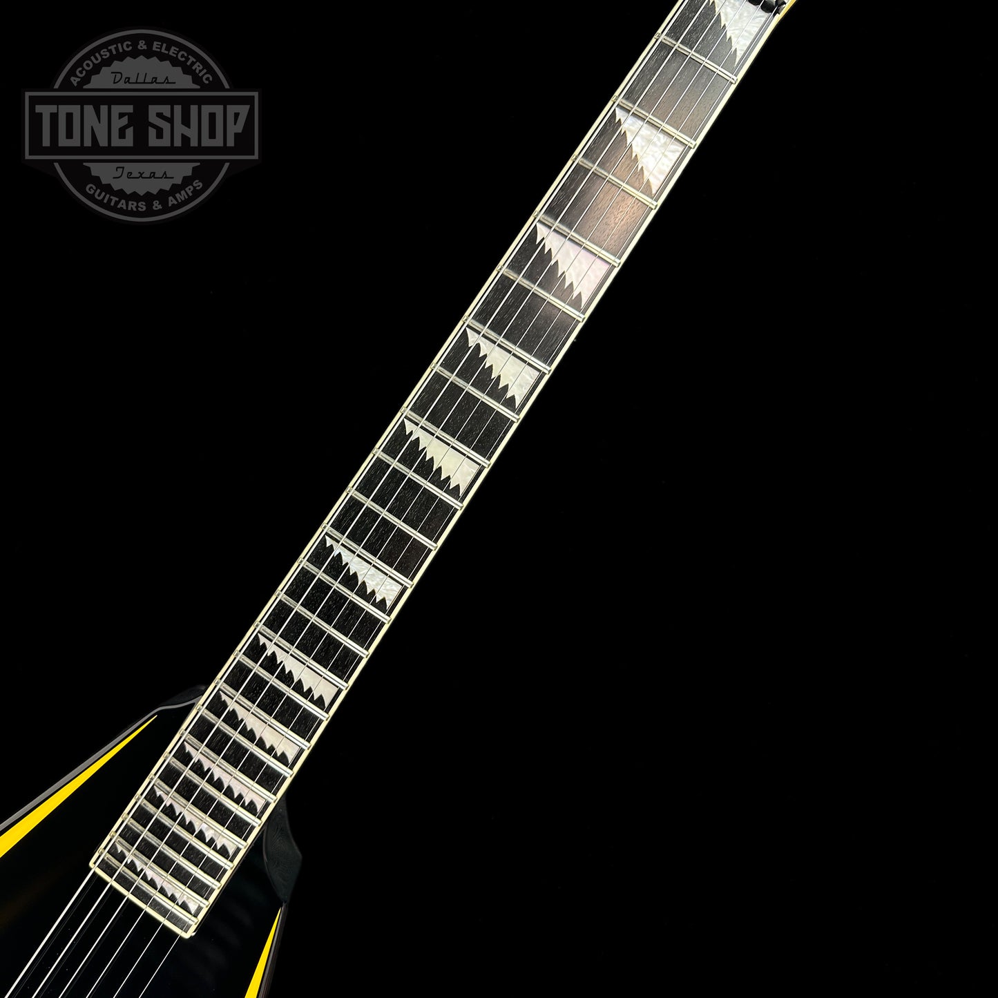 Fretboard of Used ESP Alexi Laiho Signature Black with Yellow.