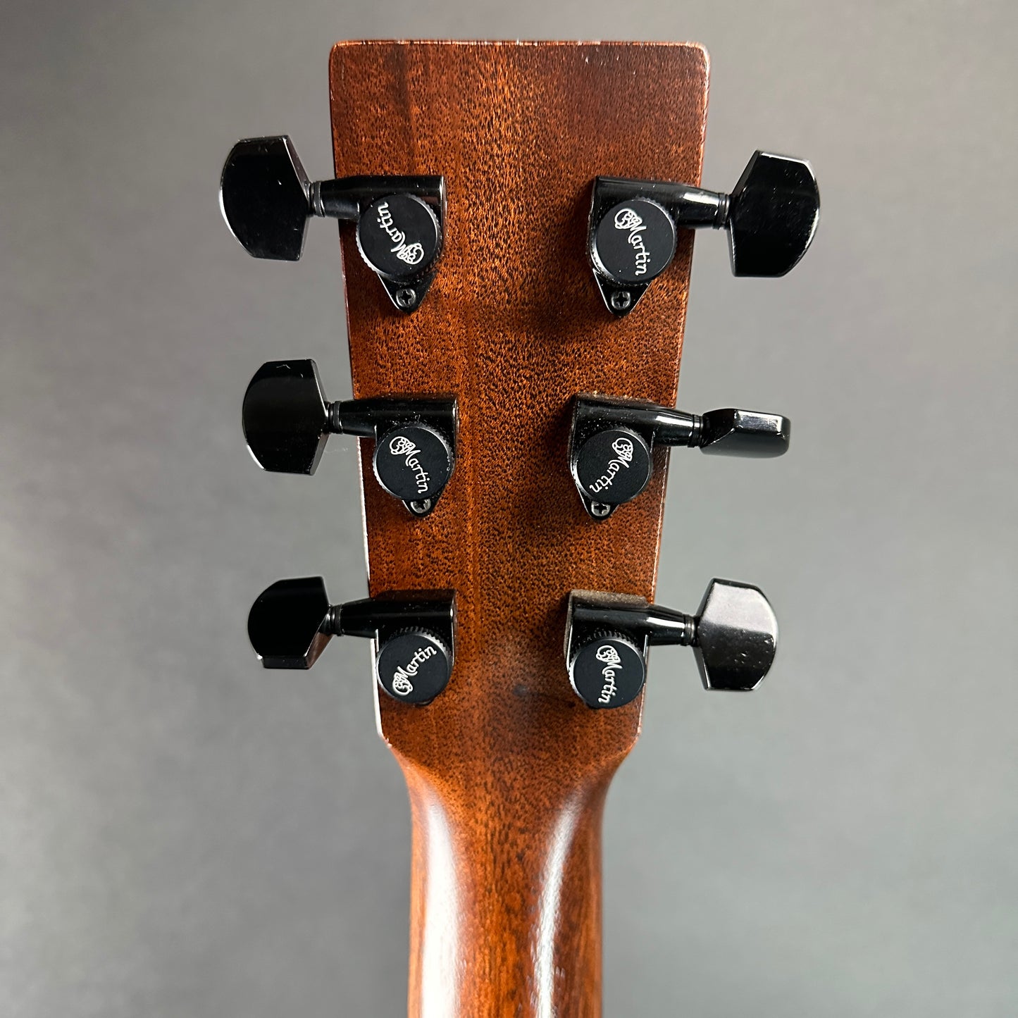 Back of headstock of Used Martin GPC16E Sunburst.