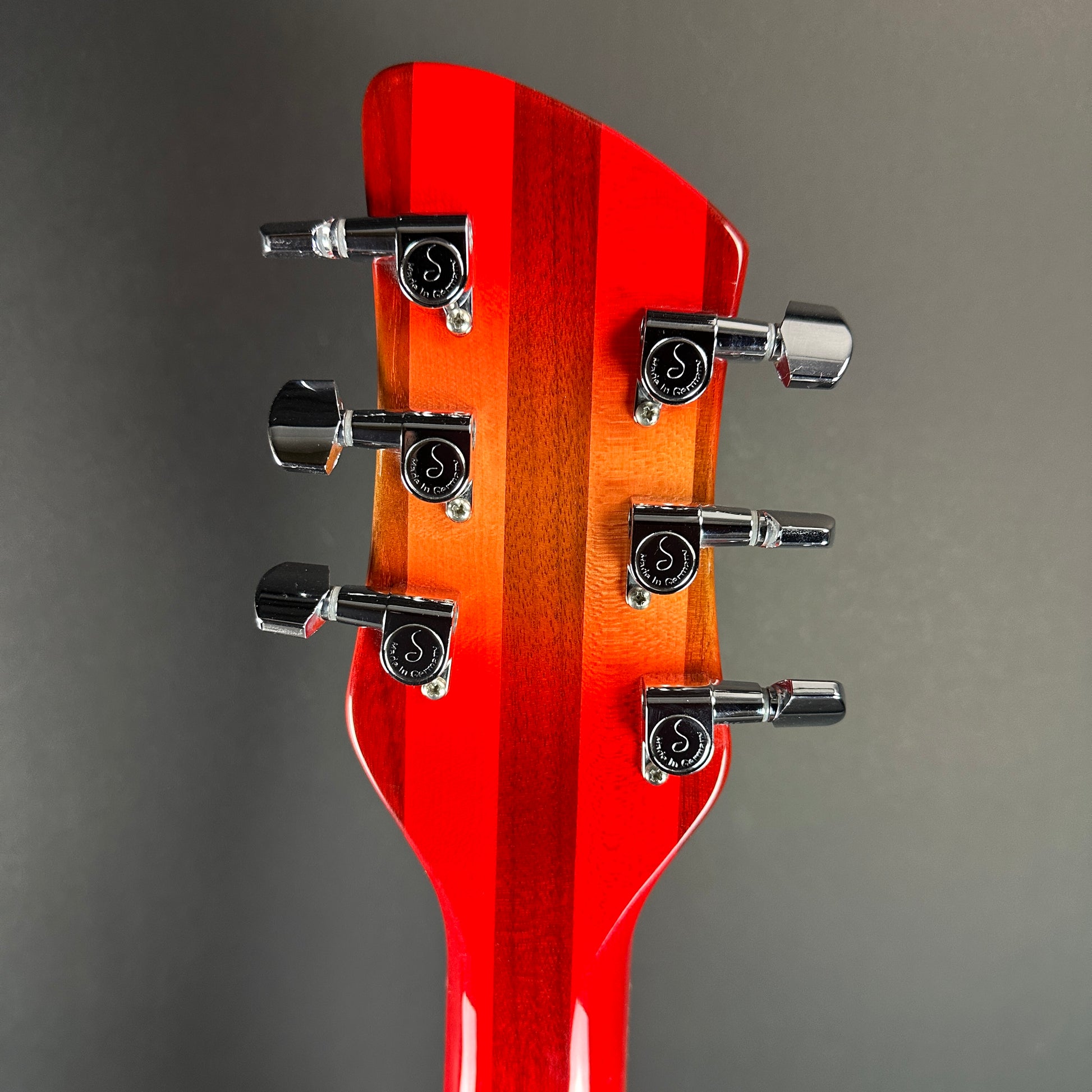 Back of headstock of Used 2017 Rickenbacker 330 Fireglo.