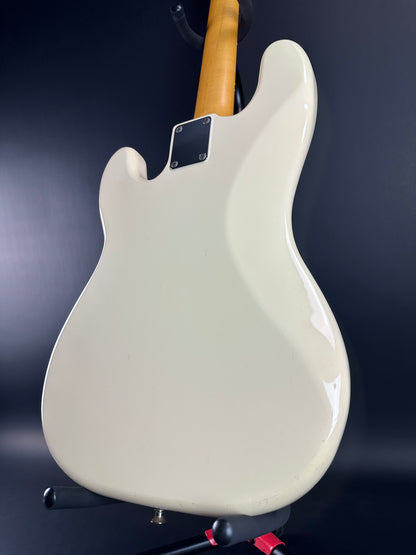 Back angle of Used Fender CIJ PB-64 Precision Bass Olympic White.