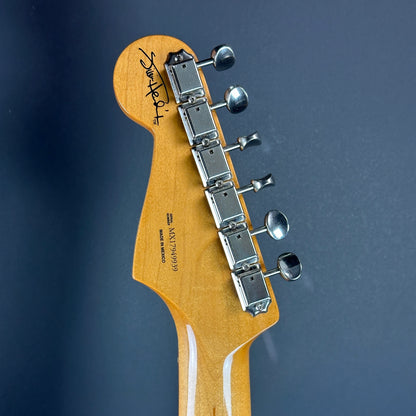 Back of headstock of Used Fender Hendrix Monterey Strat.