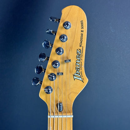 Front of headstock of Used 1984 Ibanez Roadstar II RS-135.