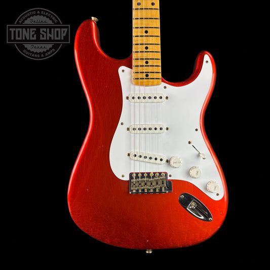 Front of Fender Custom Shop LTD 70th Anniversary 1954 Stratocaster Candy Tangerine.