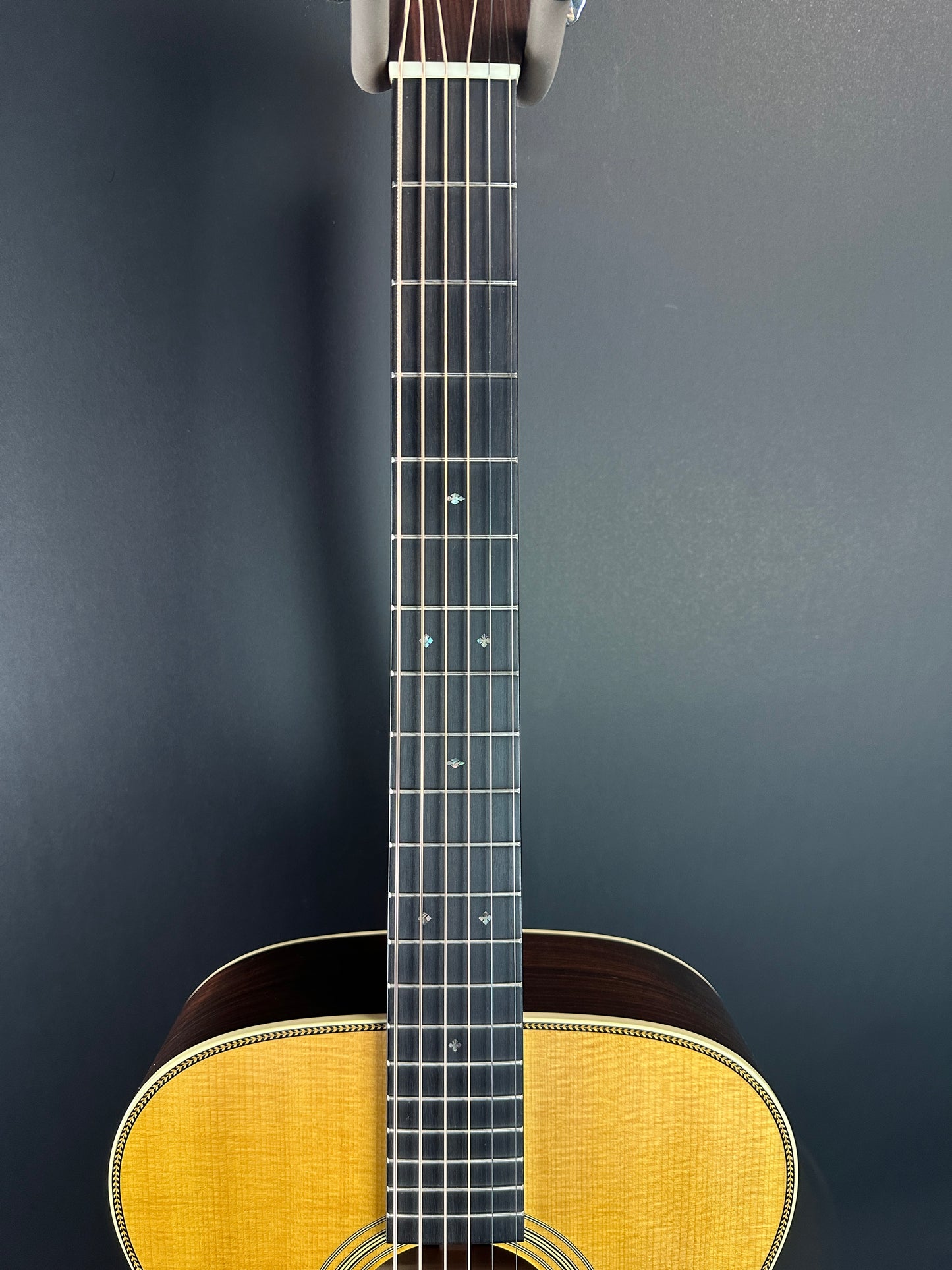 Fretboard of Used Martin OM-28 Natural.