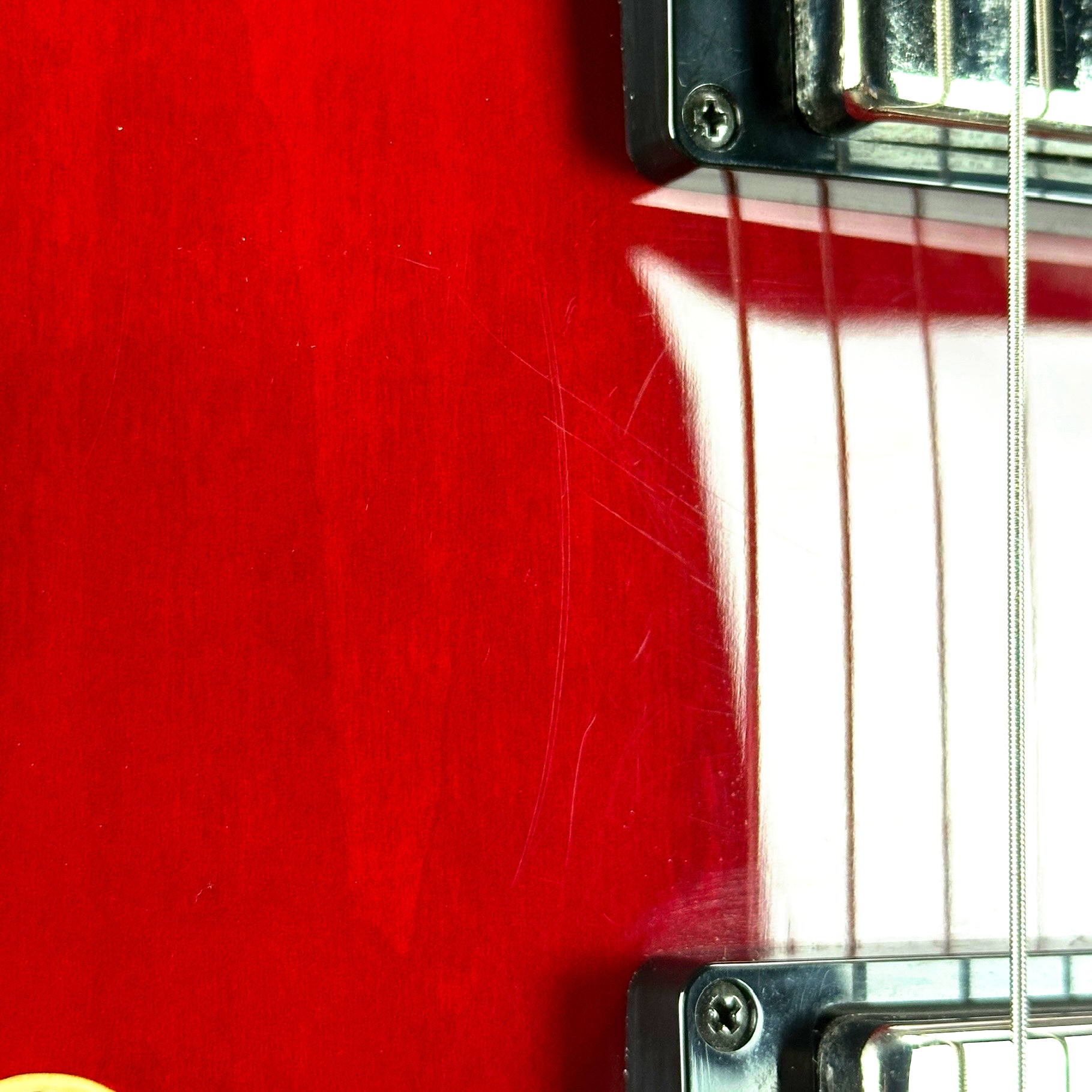 Scratches near pickups of Used Ibanez AS73-TCD Cherry.