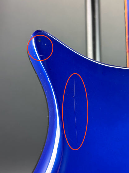 Scratches on back of Used 1988 Rickenbacker 620 Midnight Blue.