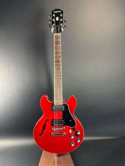 Full front of Used Epiphone ES-339 Cherry.