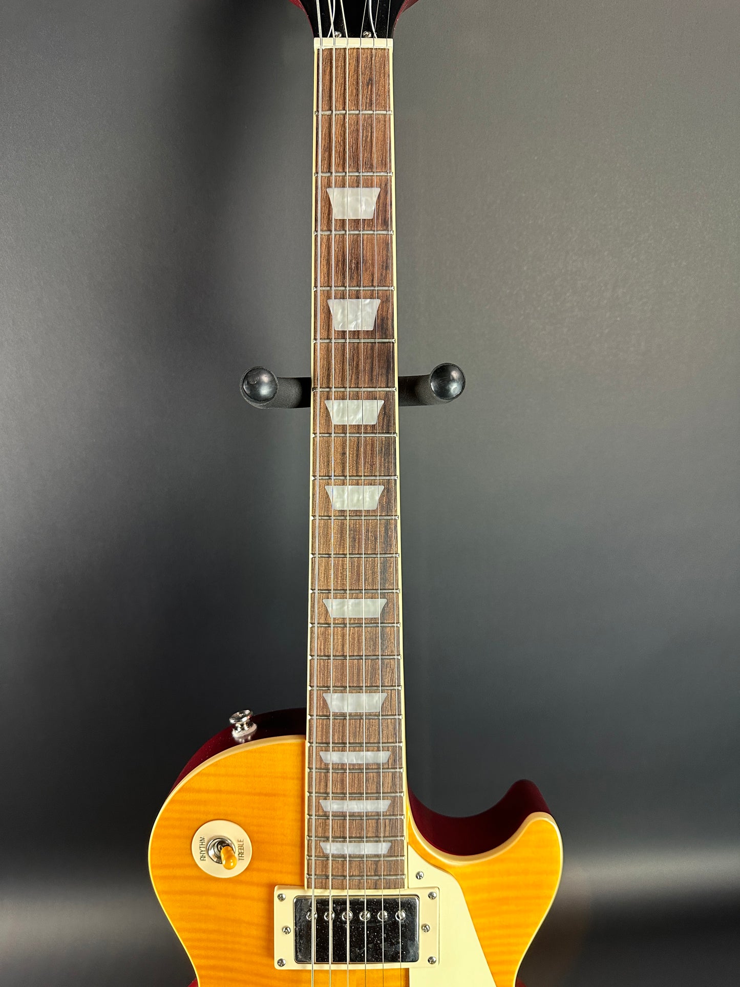 Fretboard of Used Epiphone '59 Les Paul Lemonburst.