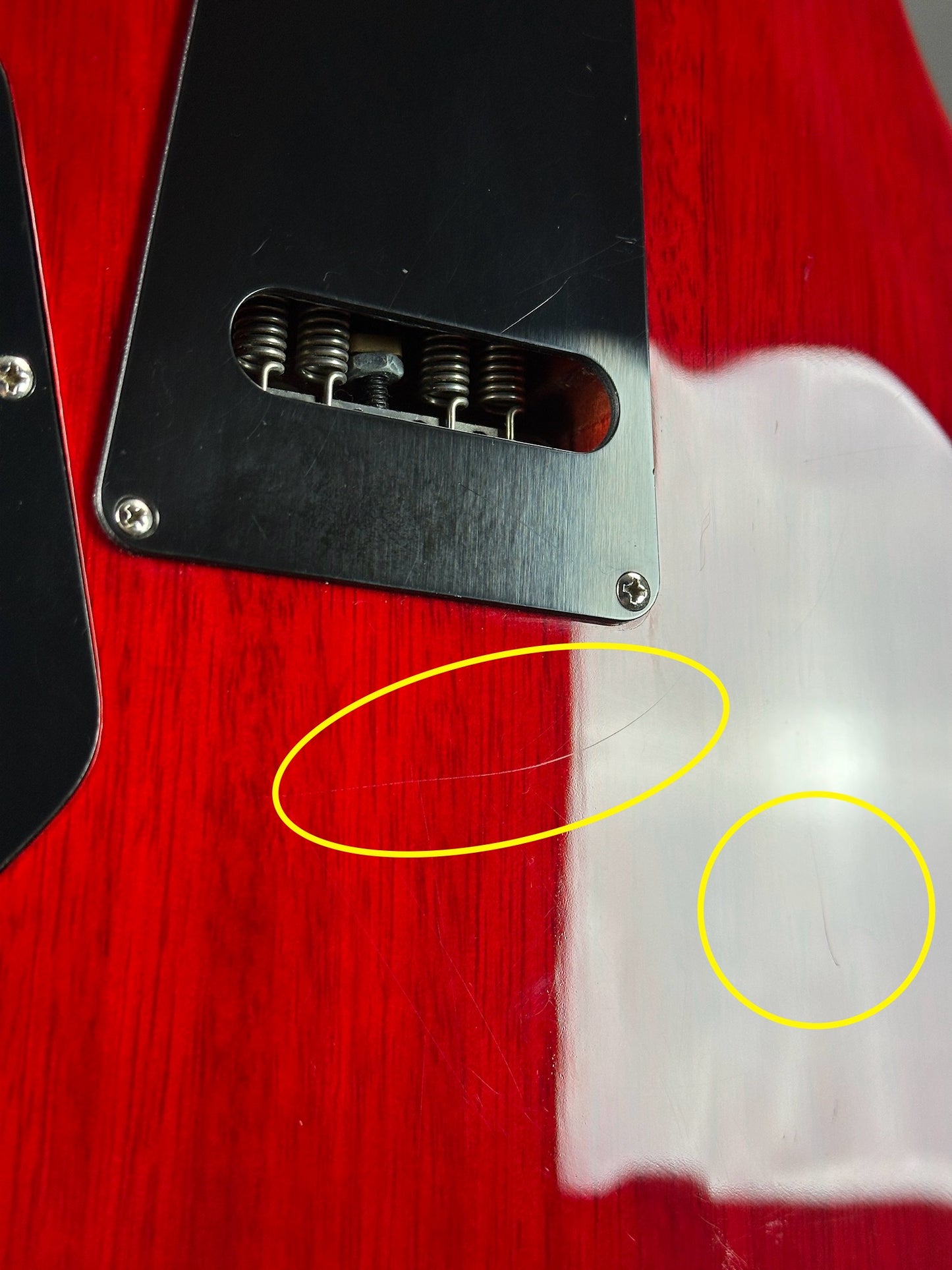 Scratches on back of Used PRS SE Mark Tremonti Cherryburst.