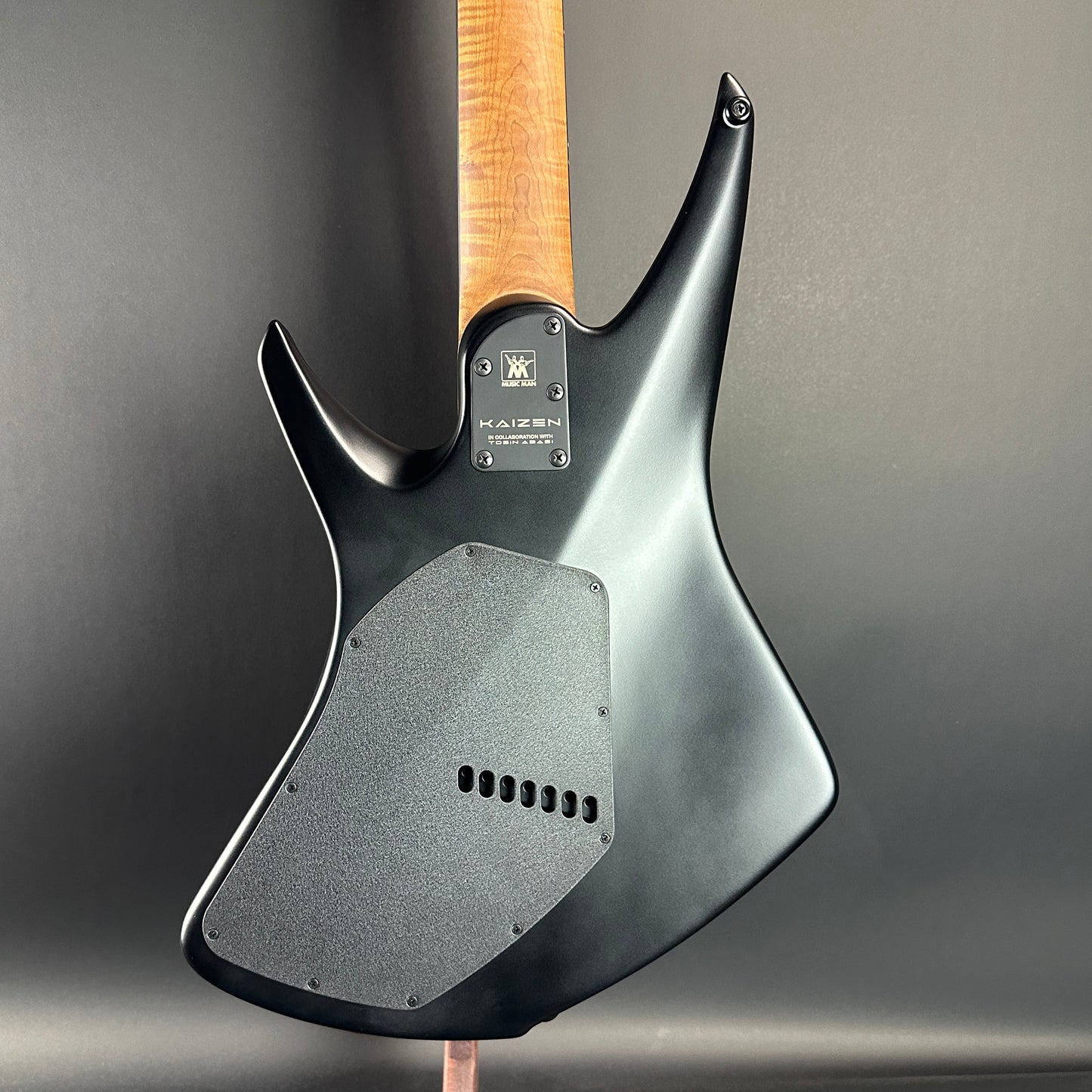 Back of Used Ernie Ball Music Man Kaizen 7 Apollo Black.