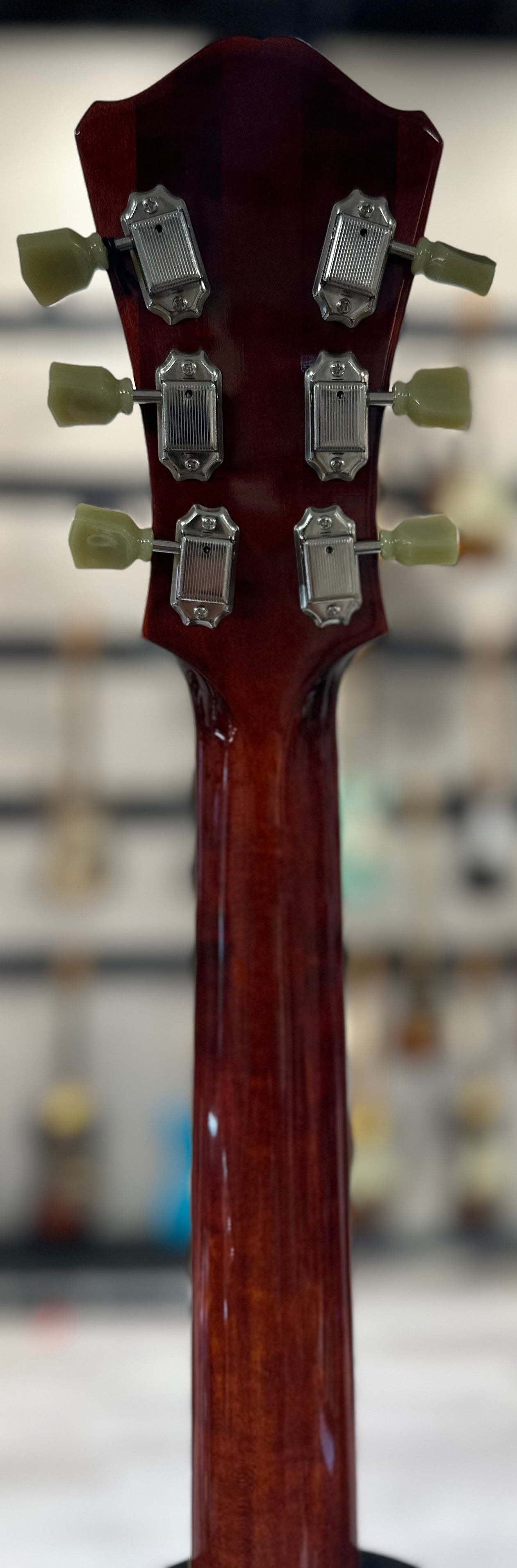 Back of headstock of Used Eastman T486 Natural w/case TSS4340