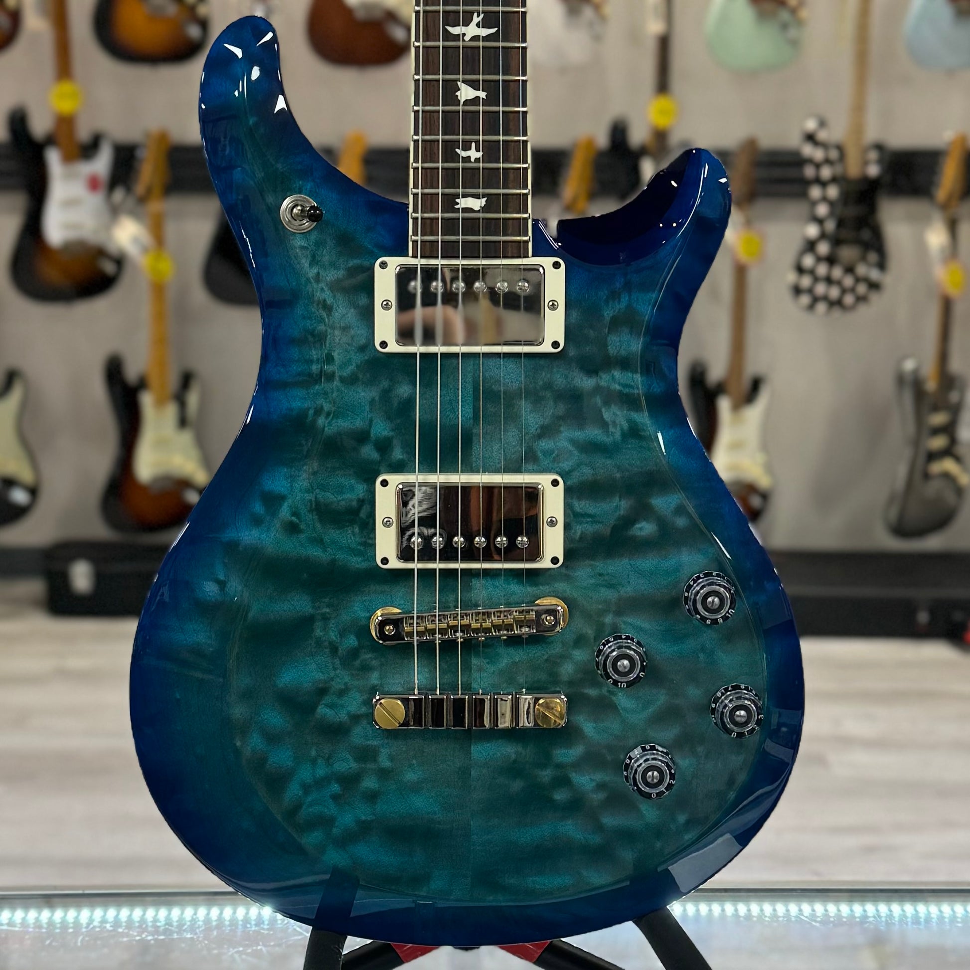 Front of Used PRS S2 McCarty 594 Double Cut Matteo Blue w/bag