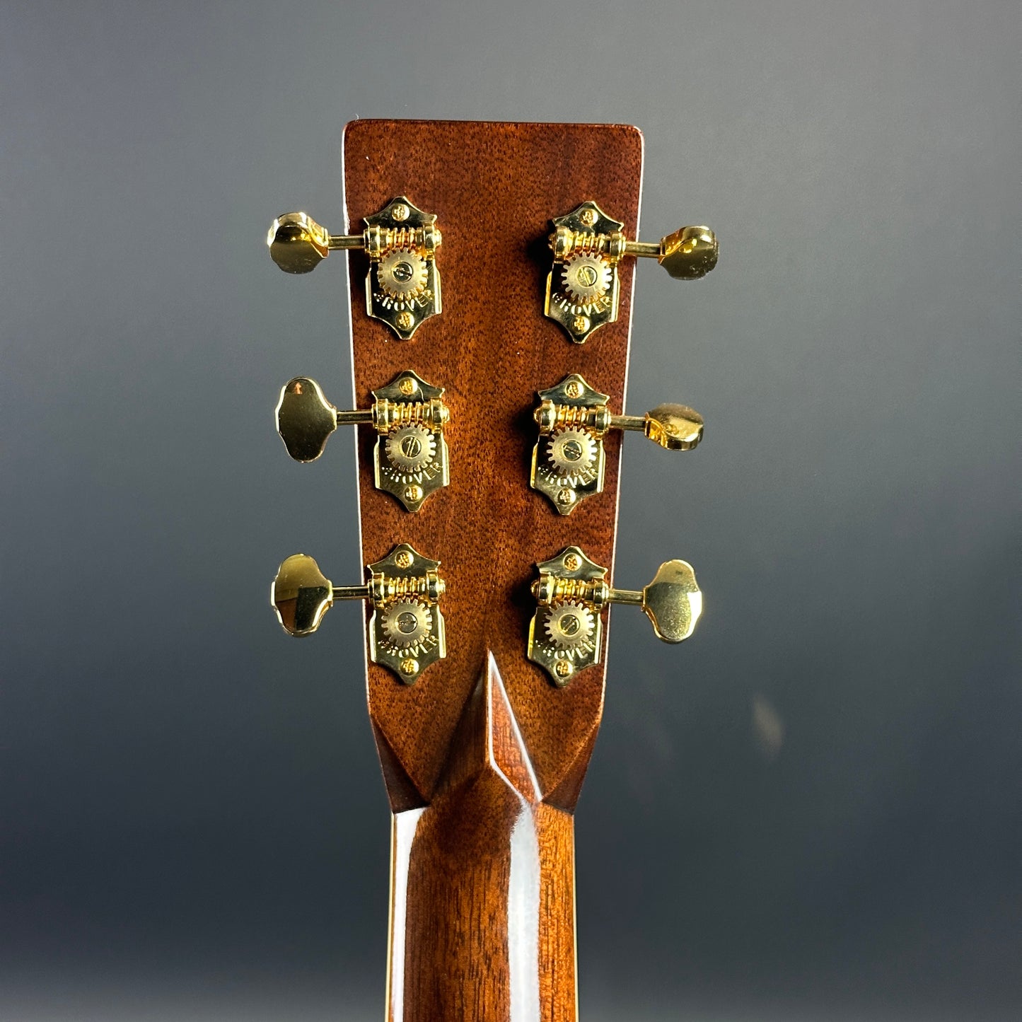 Back of headstock of Used Martin J-40 Natural.