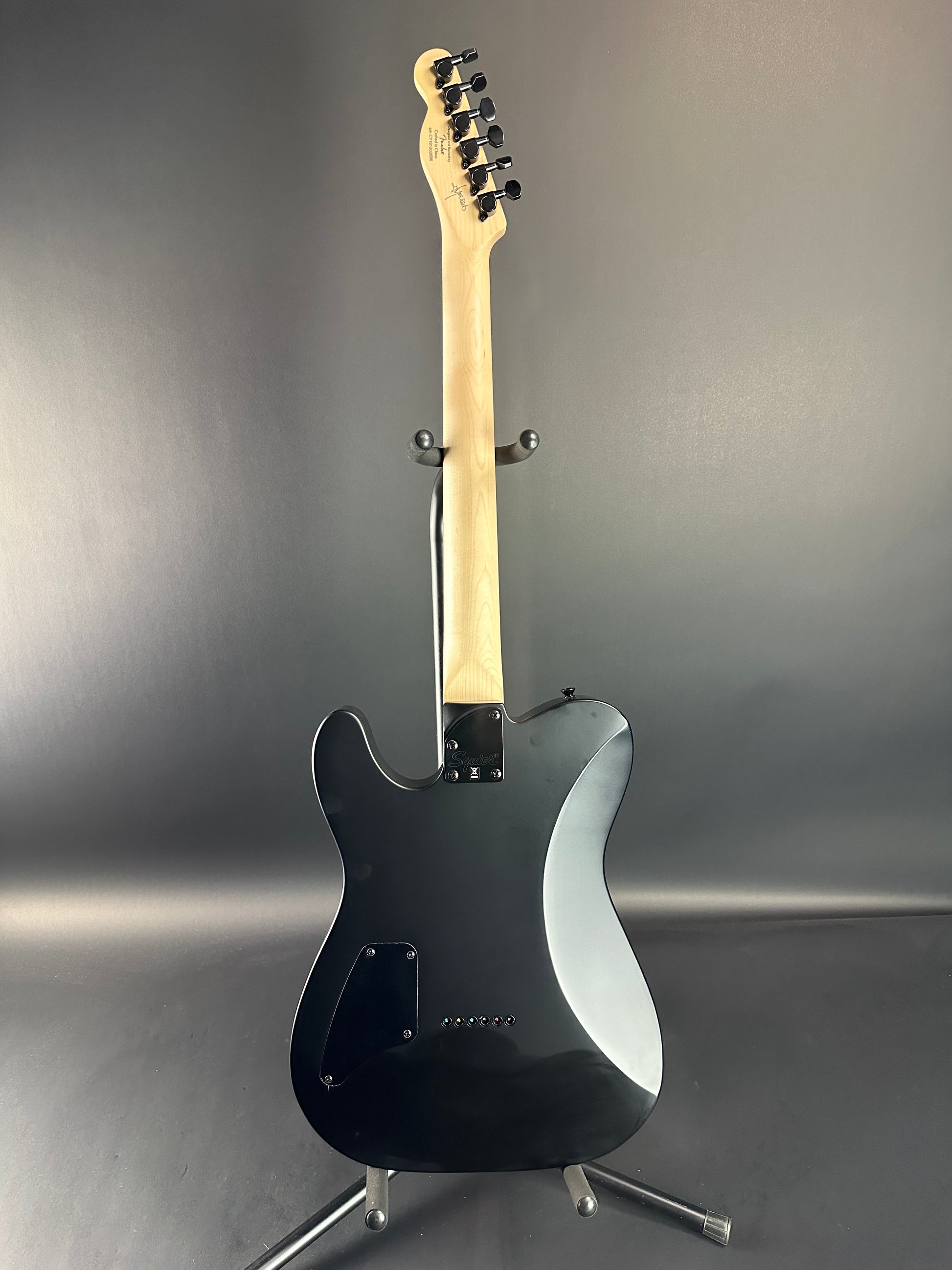 Full back of Used Squier Jim Root Tele Black.