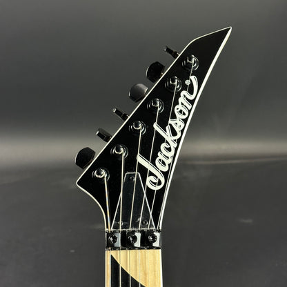 Front of headstock of Used Jackson JS34Q Red.