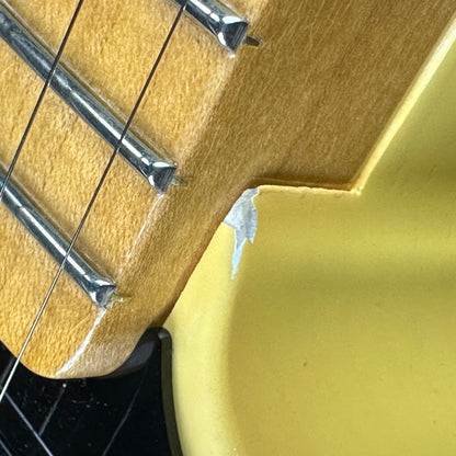 Chip in neck joint of Used 2021 Fender Custom Shop '51 Tele Deluxe Closet Classic Nocaster Blonde.