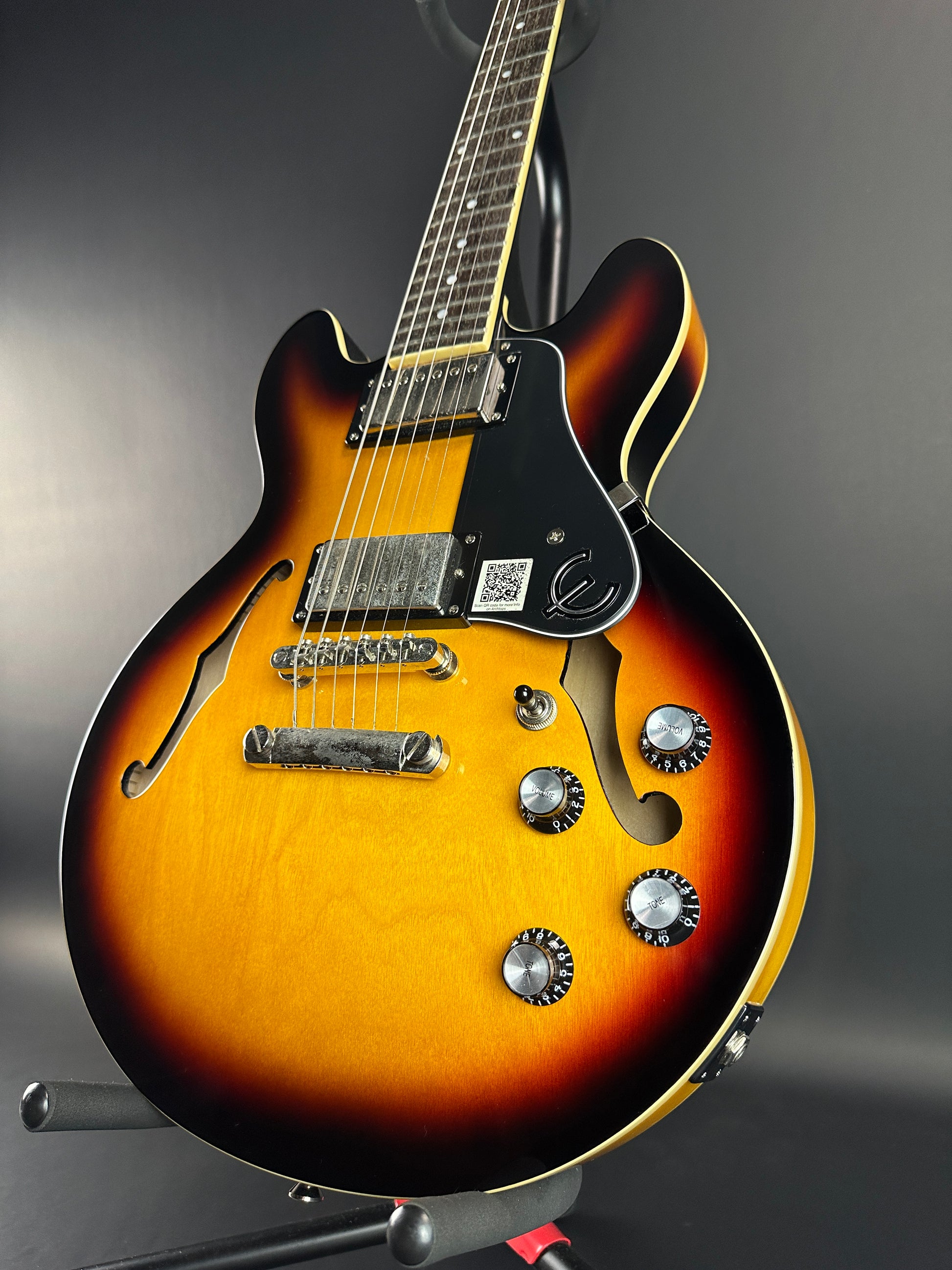 Front angle of Used Epiphone Dot ES-339 Burst.