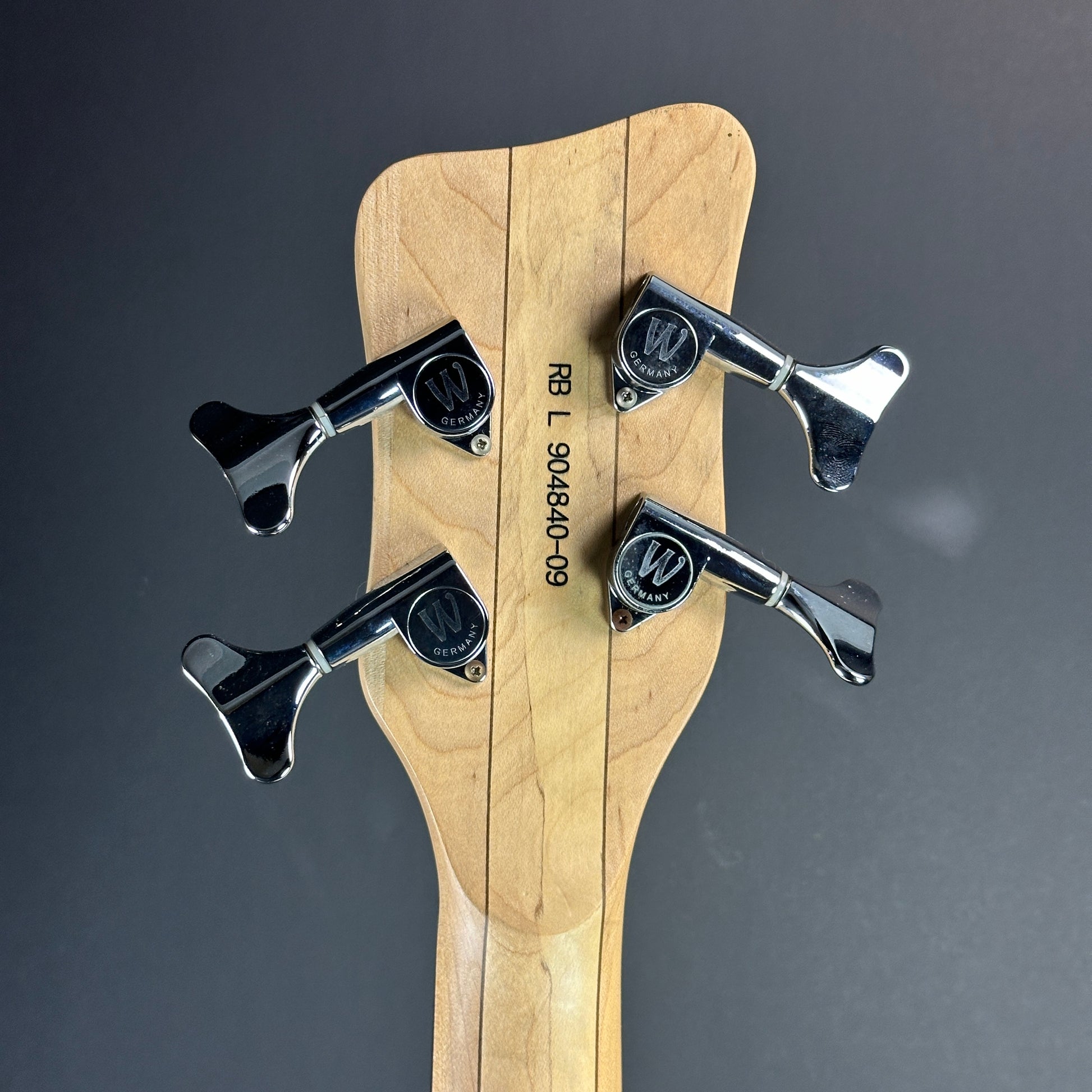 Back of headstock of Used Warwick Corvette Rock Bass.